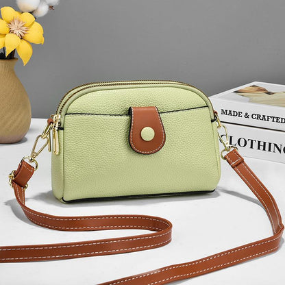 Solid color double shoulder messenger bag