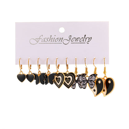 Tai Chi Heart Earrings Black Earrings Wholesale