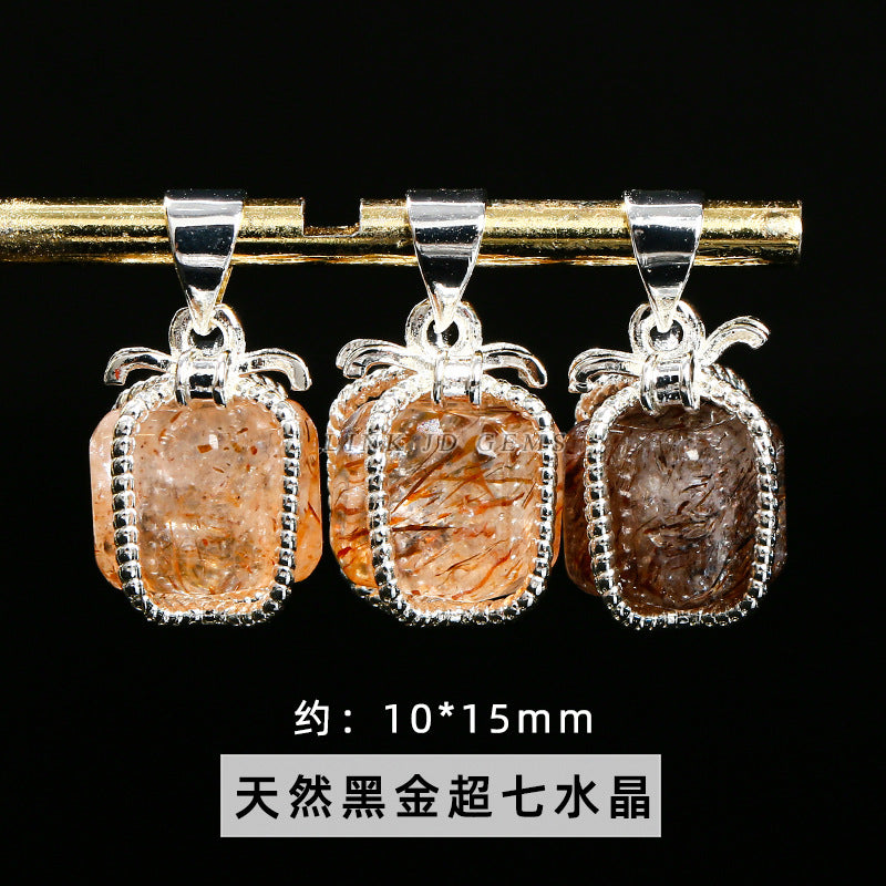 Natural powder crystal gift box pendant.