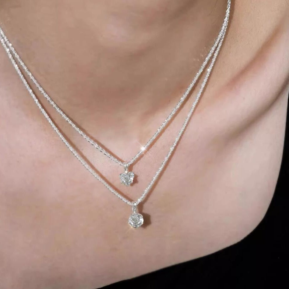 Silver Heart Necklace 2-Piece Set