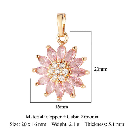 Sunflower Tree of Life Copper Zircon DIY Pendant