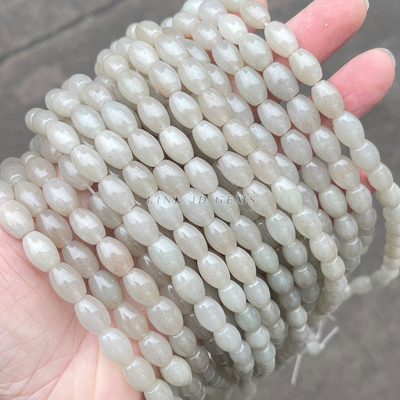 8 * 12Mm natural She Taicui jade rice beads bucket beads loose beads