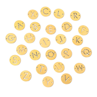 20 pcs/pack gold 26 letter titanium steel pendant