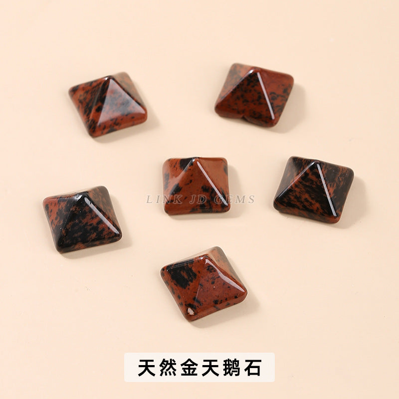 Natural stone crystal pyramid ring loose beads