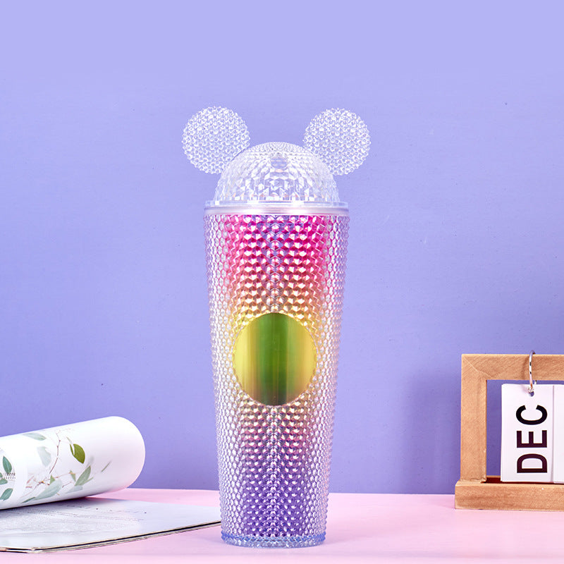 Mickey Durian Cup Diamond Plastic Straw Cup