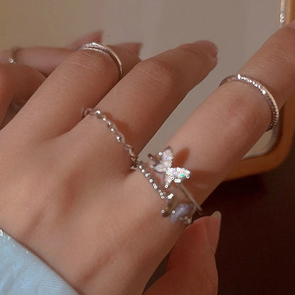 Butterfly four-piece ring set