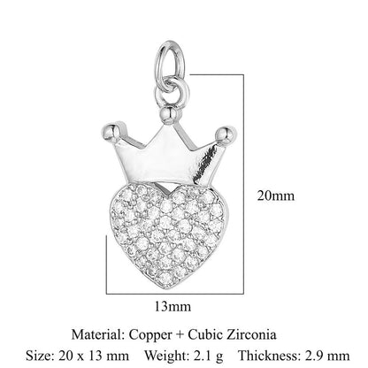 Crown peach heart colorful love copper zircon pendant