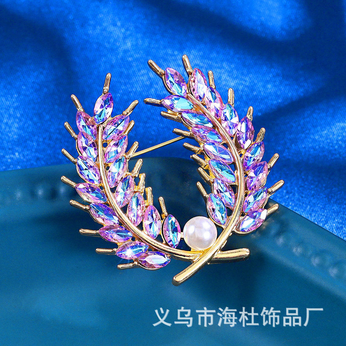 Crystal Wheat Brooch