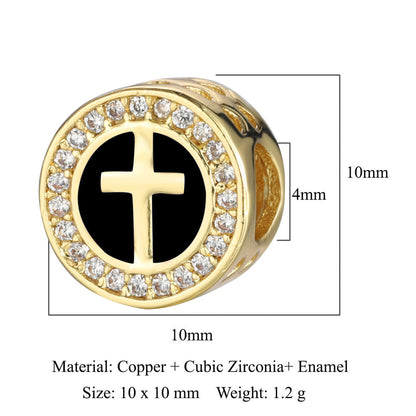 Cross Bergamot Copper Zircon Beads Spacer Beads