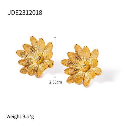 Stainless Steel Sunflower Earrings