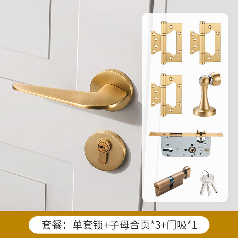 Gold silent brass door lock