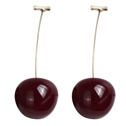 Red cherry fruit earrings