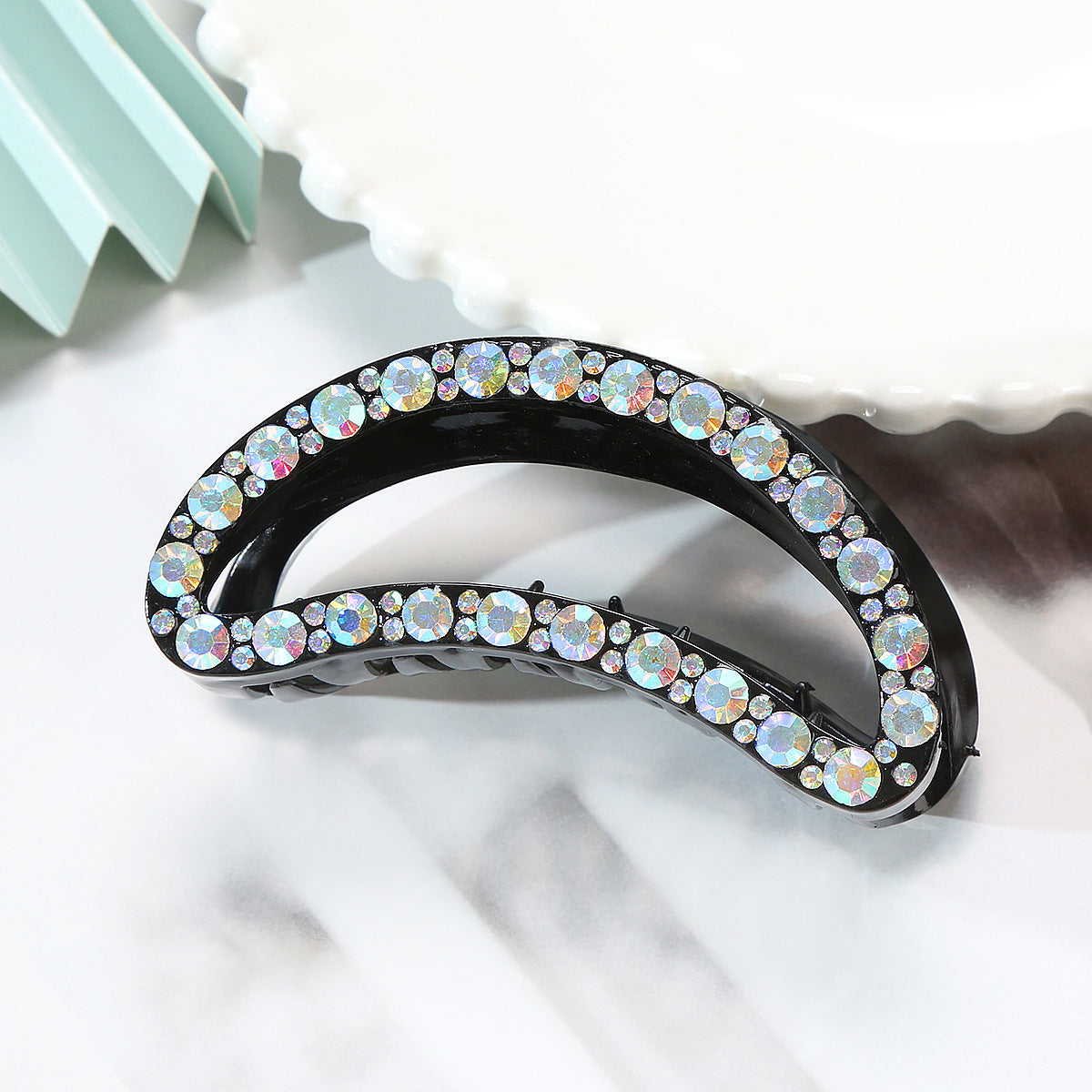 Personality Hair Clip with Rhinestone Flower Acrylic