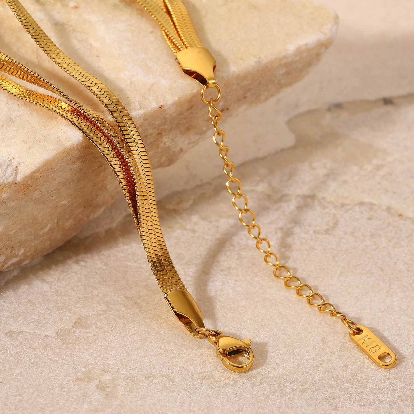 Three-layer exquisite flat snake chain wrist