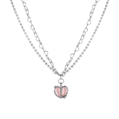 Split Heart Micro-Inlaid Zirconia Necklace