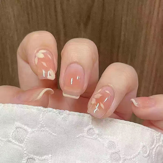 French Cherry Blossom Short Ballerina Flower Nail Stickers