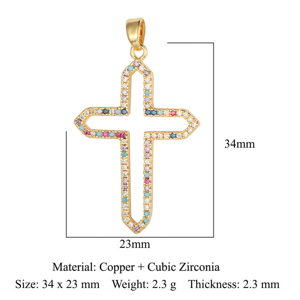 Cross Copper Micro-Inlaid Zirconia Pendant