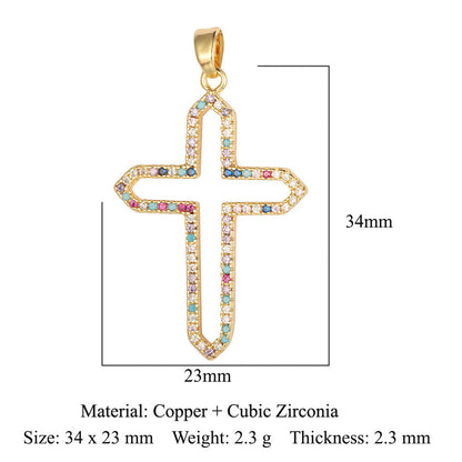 Cross Copper Micro-Inlaid Zirconia Pendant