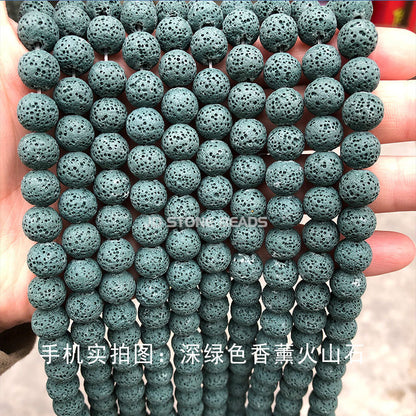 Colored volcanic stone loose beads