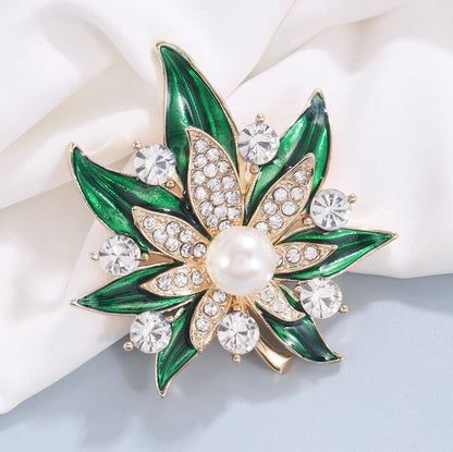 Green Maple Leaf Flower Brooch