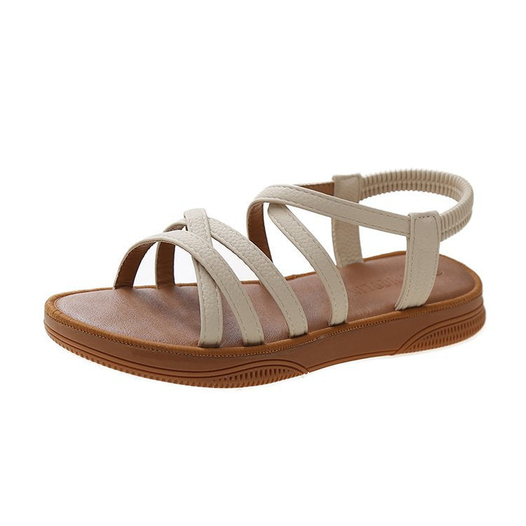 Elastic flat-soled soft-soled sandals