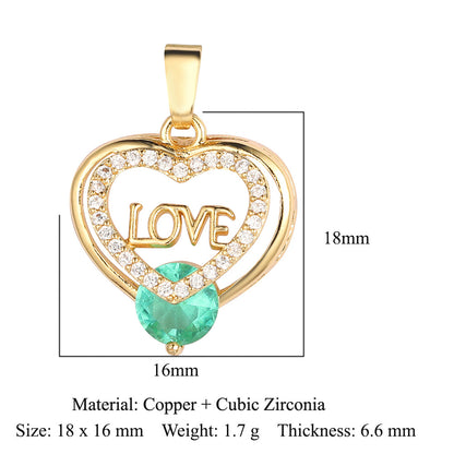 Heart-shaped wings square round zircon pendant.