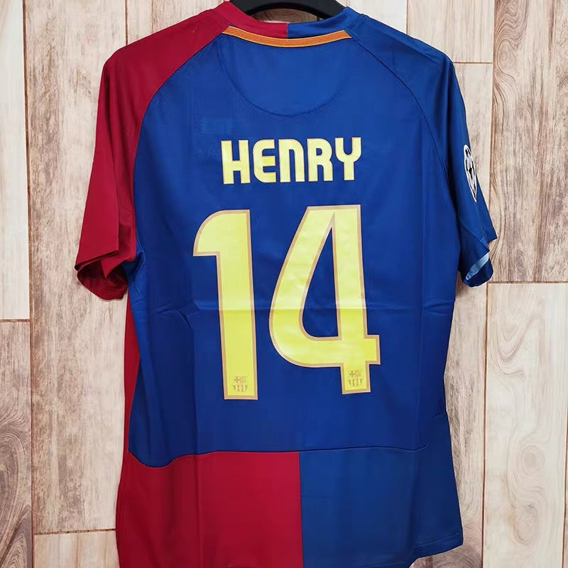 08-09 Barca 10 Messi Eto'o 14 Henry Xavi Iniesta Retro Home/Away Jersey