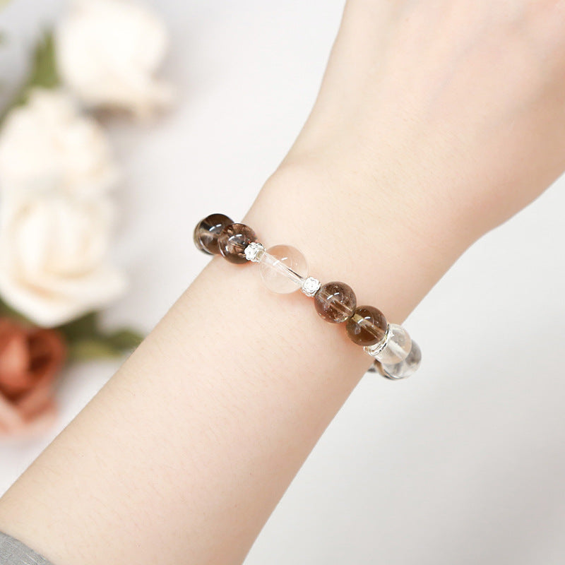 7A Natural Tea Crystal White Crystal Bracelet S925 Silver