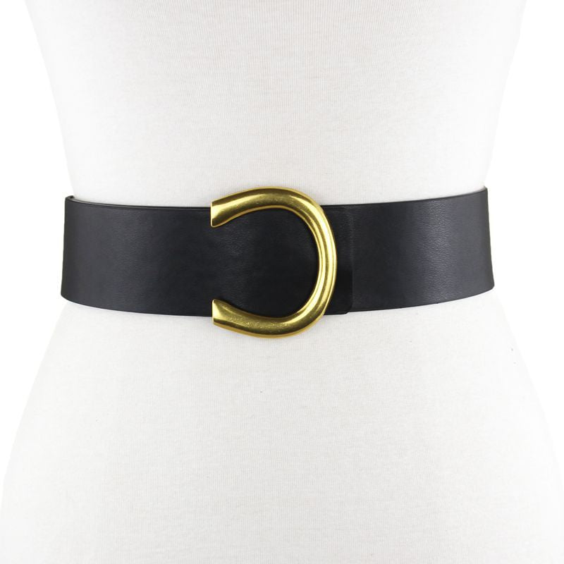 Wide belt women's leather