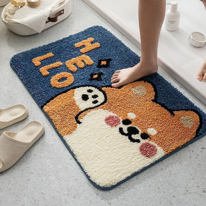 Cartoon Anti-Slip Mat, Absorbent Faux Wool Rug