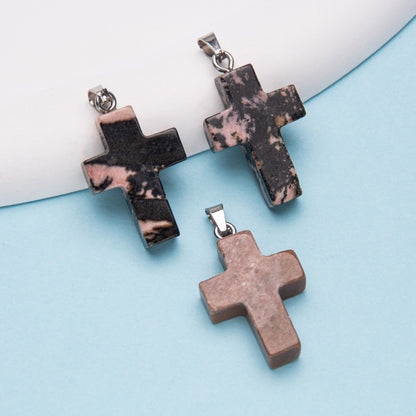 Natural Stone Cross Crystal Agate Pendant