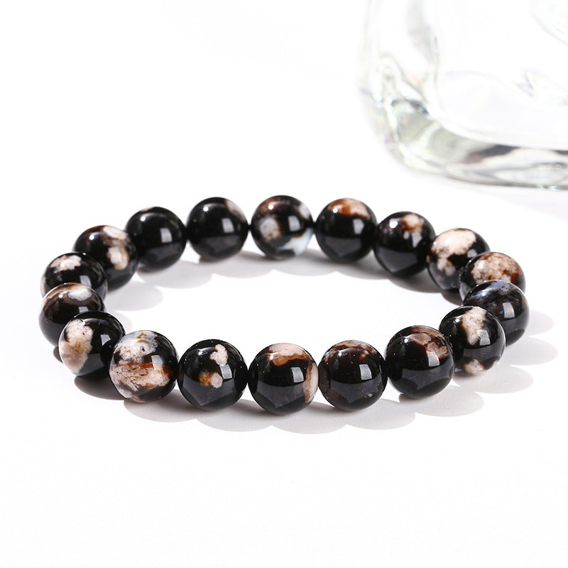 7A Black Cherry Blossom Agate Bead Bracelet