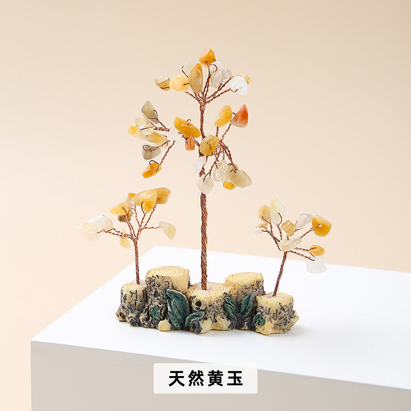 Colorful natural crystal gravel fortune tree ornament