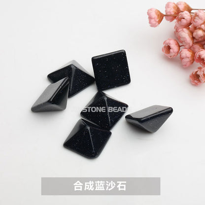 Natural stone crystal pyramid ring loose beads