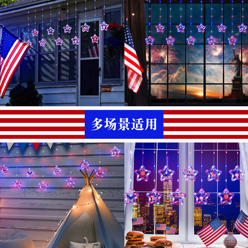 LED string lights USA American flag curtain lights wholesale