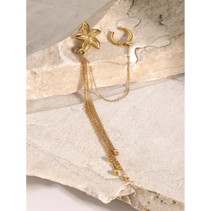 Single Starfish Multi-layered Tassel Ear Clip