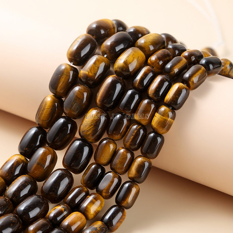 Natural yellow tiger's eye stone bucket beads loose beads