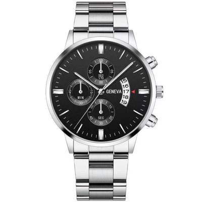 Wish new steel band men's three-eye calendar watch