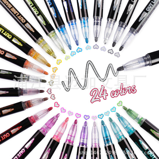 Bold Pearlescent Double Line Outline Pen Acrylic Marker