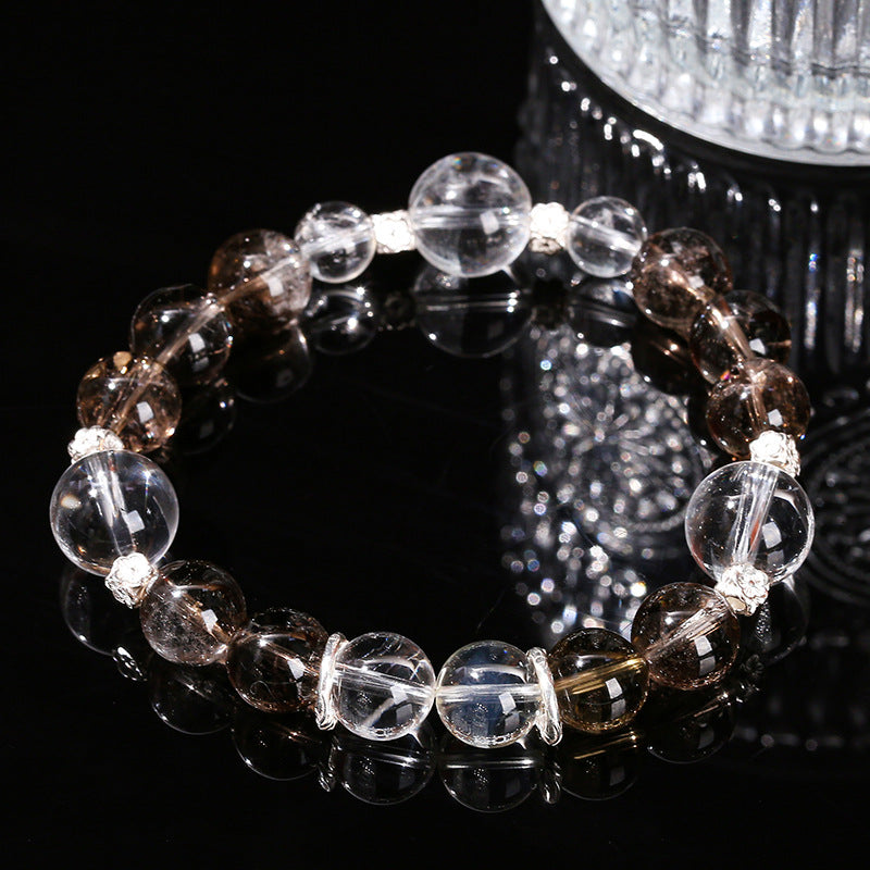 7A Natural Tea Crystal White Crystal Bracelet S925 Silver