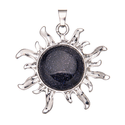 Sunflower alloy round ring inlaid crystal pendant