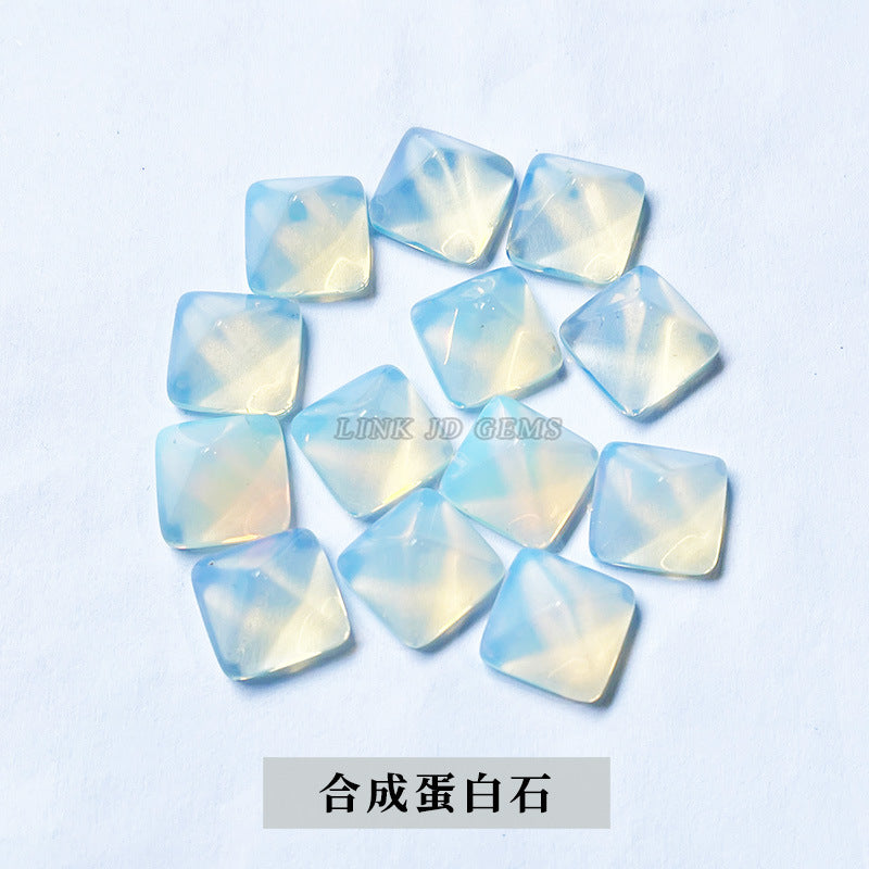 Natural stone crystal pyramid ring loose beads