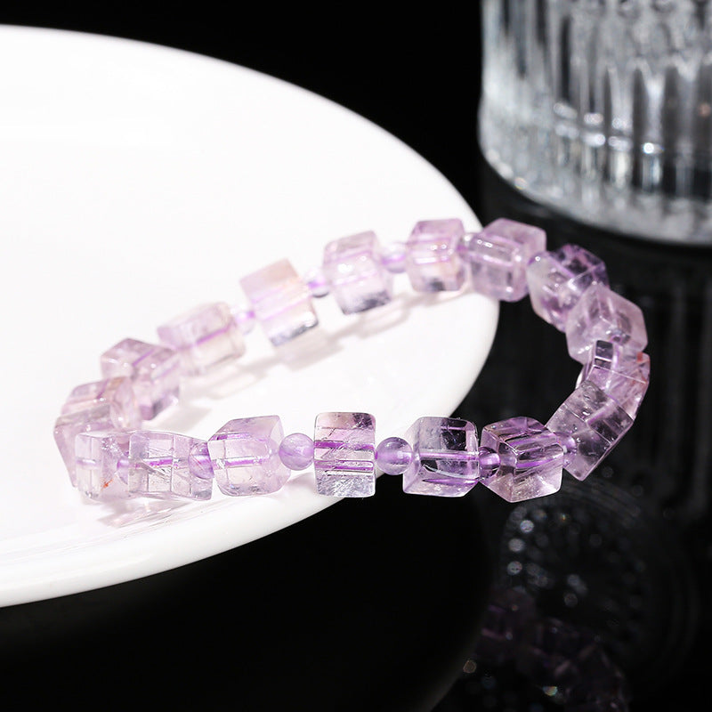 Natural purple jade rectangular sugar cube bracelet