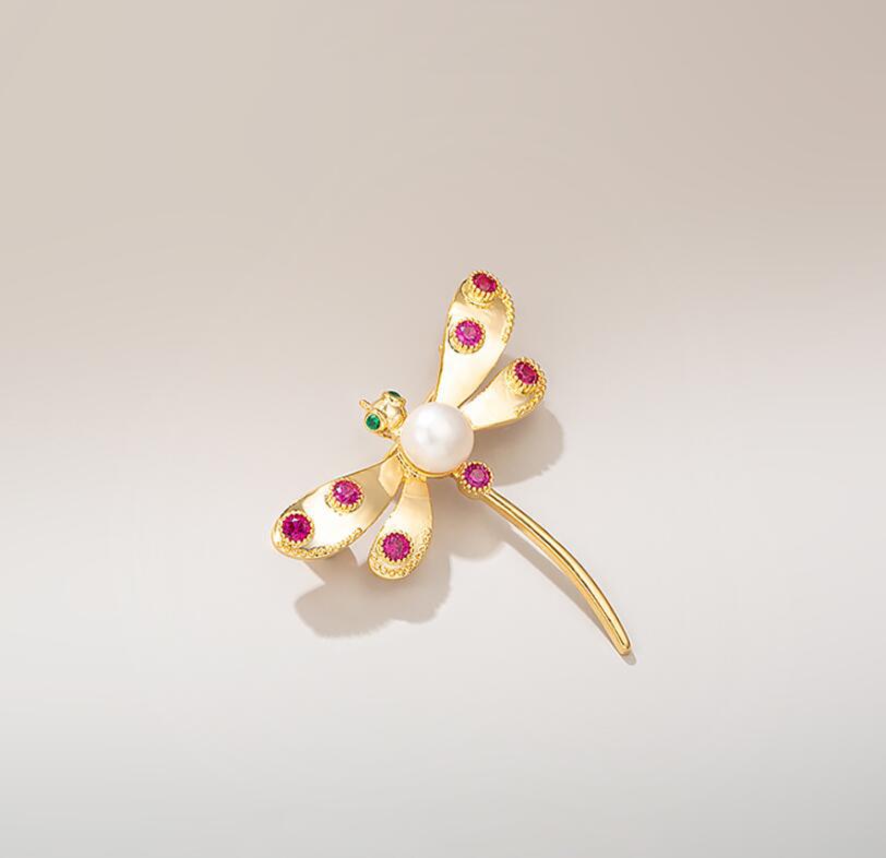 Pearl Dragonfly Brooch