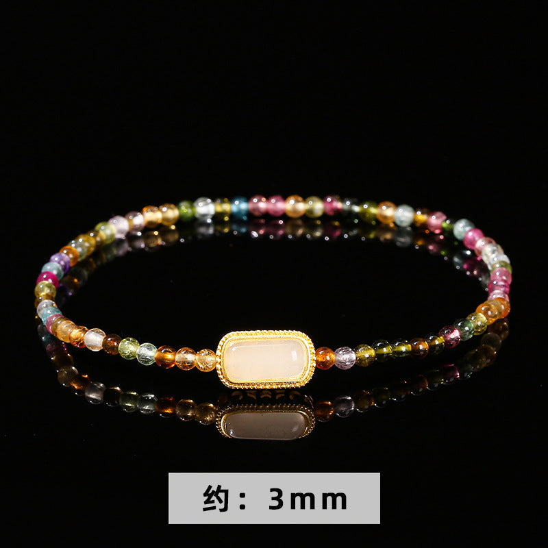 8A Natural Ice Transparent Rainbow Tourmaline Bracelet