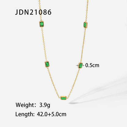 14K Gold Green Zircon Pendant Necklace