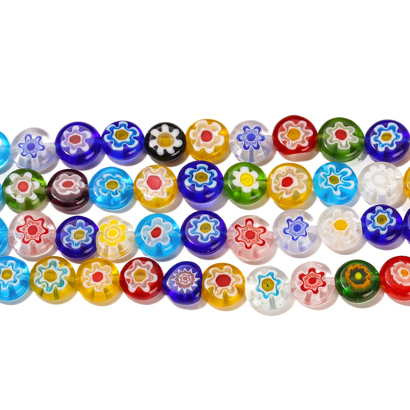 Thousand flowers glazed loose beads flat round beads