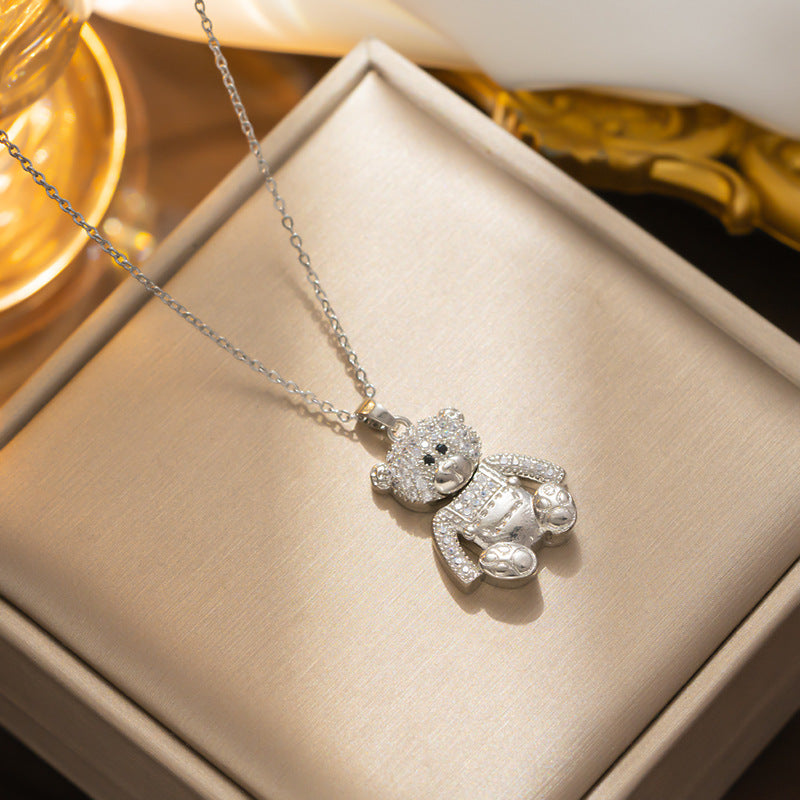 Luxurious Full-Diamond Heavywork Little Bear Necklace