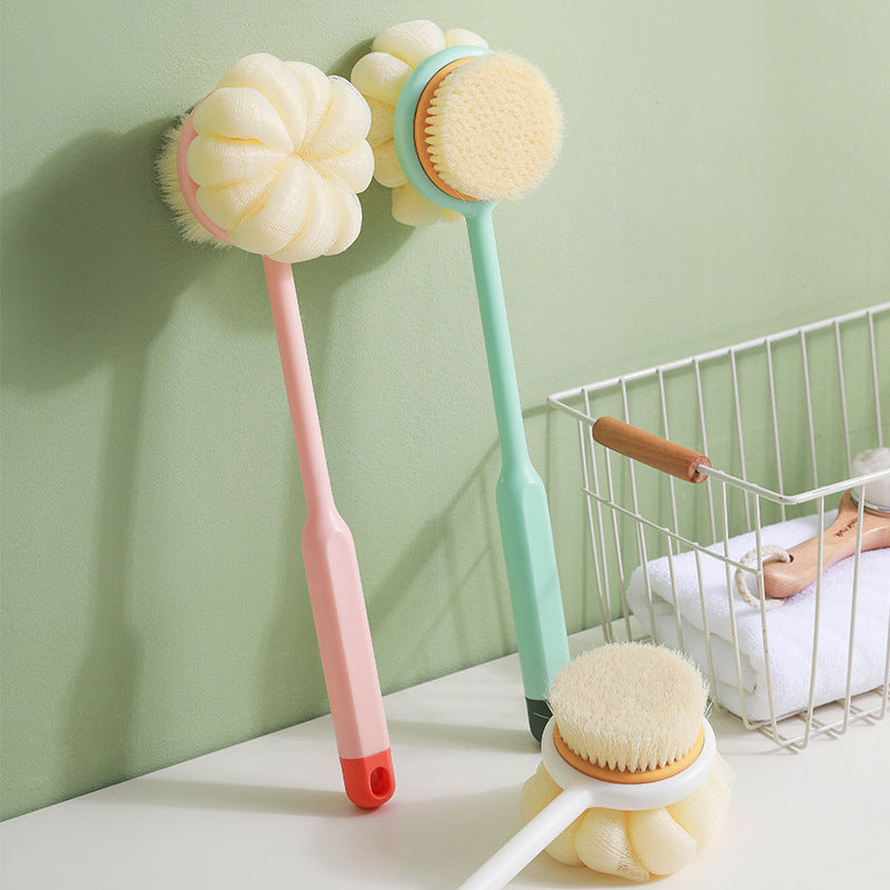 Double-Sided Soft Bristle Long Handle Bath Brush