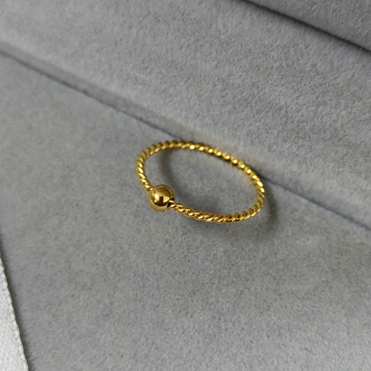 Bead twist gold bean fine ring